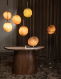 Lampa podłogowa COCOmaison ABBY 141 cm – szklany klosz otoczak, złoto-brązowa, ściemniana