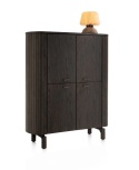 Komoda wysoka / Highboard 125 cm HENDERS & HAZEL RAVELLO – fornir dębowy, kolor Basalt, zintegrowane lamele
