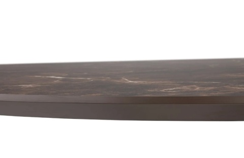 Stół barowy / hokerowy okrągły HENDERS & HAZEL CALETTA 120 cm – Primo Laminato (HPL) Marble Brown, kremowa metalowa noga