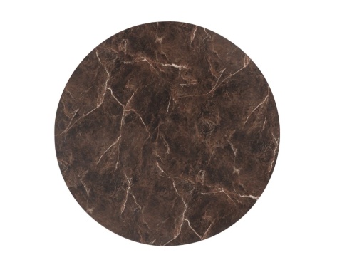 Stół barowy / hokerowy okrągły HENDERS & HAZEL CALETTA 120 cm – Primo Laminato (HPL) Marble Brown, kremowa metalowa noga