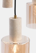 Lampa wisząca COCOMAISON PIMMY – szklane klosze, trawertyn (szerokość 100 cm)