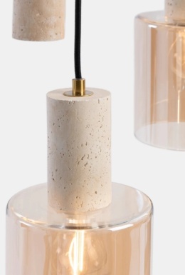 Lampa wisząca COCOMAISON PIMMY – szklane klosze, trawertyn (szerokość 100 cm)