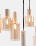 Lampa wisząca COCOMAISON PIMMY – szklane klosze, trawertyn (szerokość 100 cm)