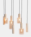 Lampa wisząca COCOMAISON PIMMY – szklane klosze, trawertyn (szerokość 100 cm)