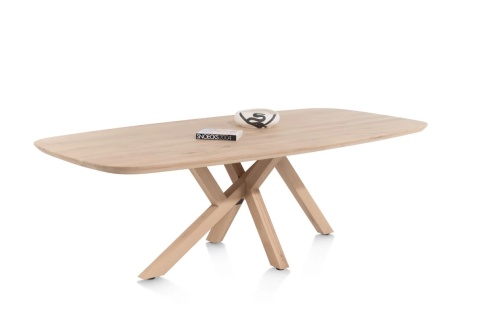 [od ręki] Stół dębowy owalny HENDERS & HAZEL SHIMLA 240 × 120 cm – lity dąb niemiecki, noga krzyżowa