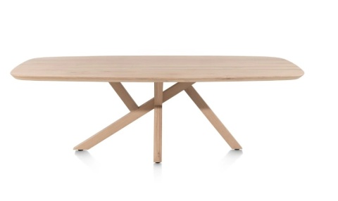 [od ręki] Stół dębowy owalny HENDERS & HAZEL SHIMLA 240 × 120 cm – lity dąb niemiecki, noga krzyżowa