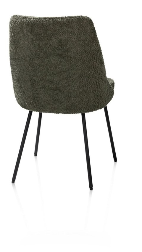[na zamówienie] Krzesło do jadalni ISAAC - miękka tkanina Derby, czarny metalowy stelaż