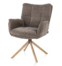 [na zamówienie] Krzesło do jadalni z podłokietnikami JUNA H&H – funkcja relax, noga lity dąb, obrót 360° , tkanina Livigno