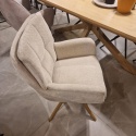 [na zamówienie] Krzesło do jadalni z podłokietnikami JUNA H&H – funkcja relax, noga lity dąb, obrót 360° , tkanina Livigno