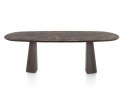 [od ręki] Owalny stół jadalniany Caletta 210 x 100 cm - Marble Brown HPL, nogi Trenton