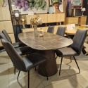 [od ręki] Owalny stół jadalniany Caletta 210 x 100 cm - Marble Brown HPL, nogi Trenton
