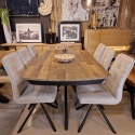 [od ręki] Rozkładany Stół Jadalniany PAVALON 170–230 cm – Blat HPL Primo Laminato Driftwood – Centralna Noga Designerska