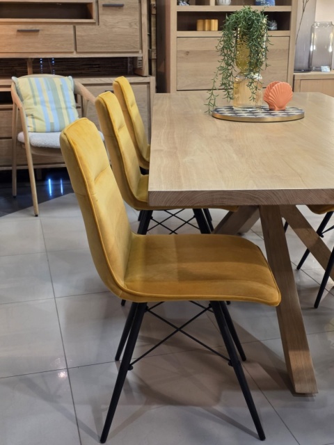 [od ręki] Stół do Jadalni Nyborg 230x100 cm – Fornir Dębowy Dune Natural | Noga Centralna