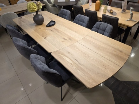 [od ręki] Stół industrialny rozkładany ASPEN 200-278 cm, blat lity dąb, noga pająk